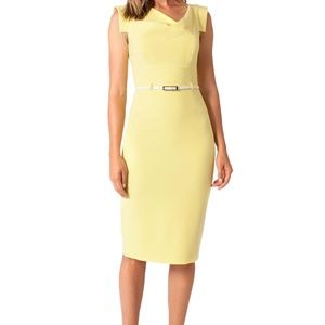 Black halo Jackie O dress yellow rare!